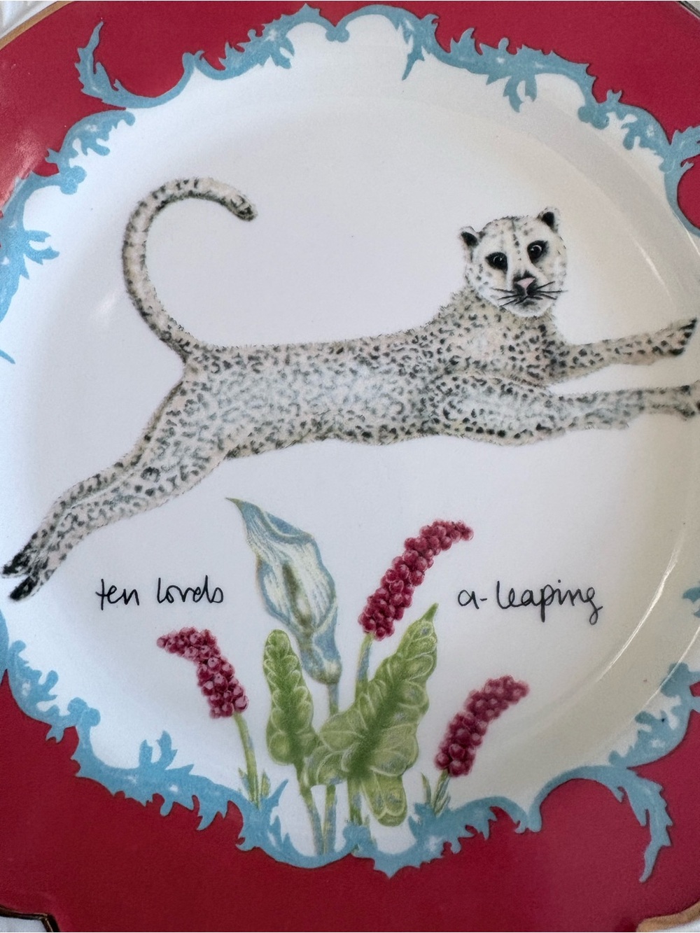 Lou Rota Anthropologie 12 Days of Christmas Ten 10 Lords A Leaping Dessert Plate - Picture 4 of 6